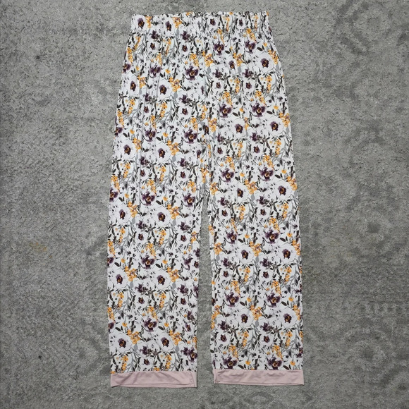 NANETTE LEPORE Floral Lightweight Elastic Waistband Pajama Pants, Pink Trim Hem - Picture 2 of 12